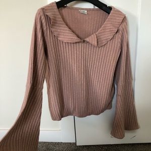 Blush Pink Bell Sleeve Top